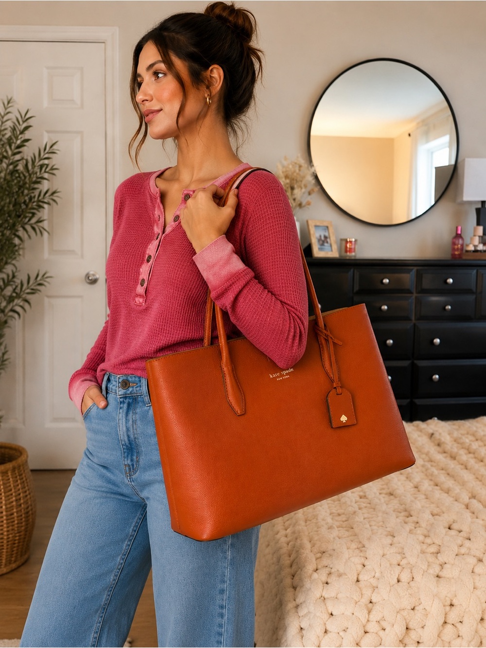 Kate Spade New York Leather Tote — Cognac/Orange